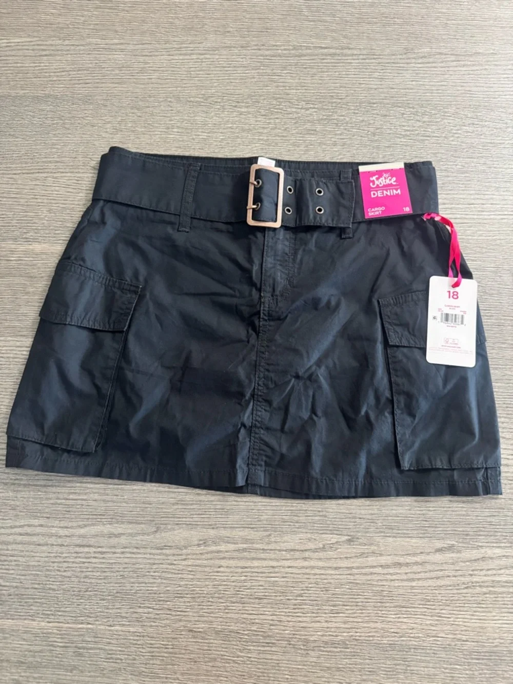 Justice Denim Girls Cargo Skirt With Belt Black Built In Shorts Size 18